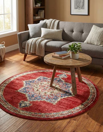 Burgundy Arcadia Round Rug