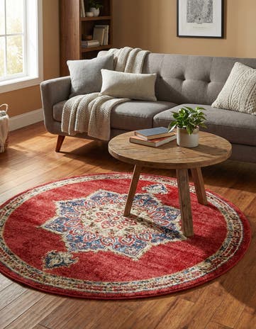 Burgundy Arcadia Round Rug