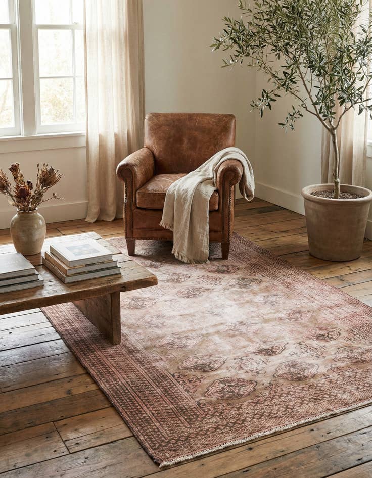 Detail image of 4' 2 x 6' 2  Hand Knotted Ultra Vintage Persian Wool Rug