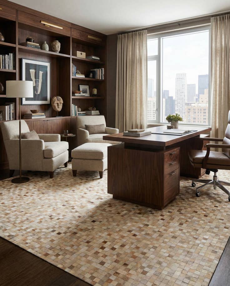 Detail image of 8' 1 x 9' 11 Cowhide - Patchwork Rug