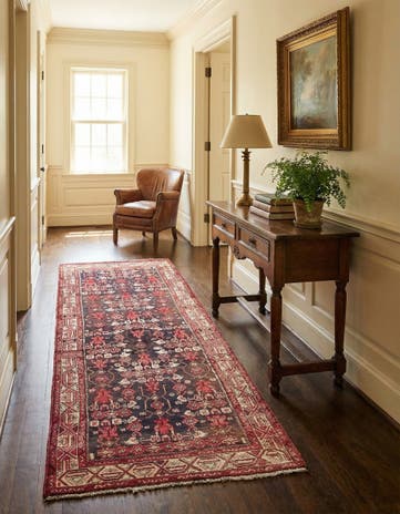 3' 6 x 9' 6 Hand Knotted Hossainabad Persian Wool Runner Rug