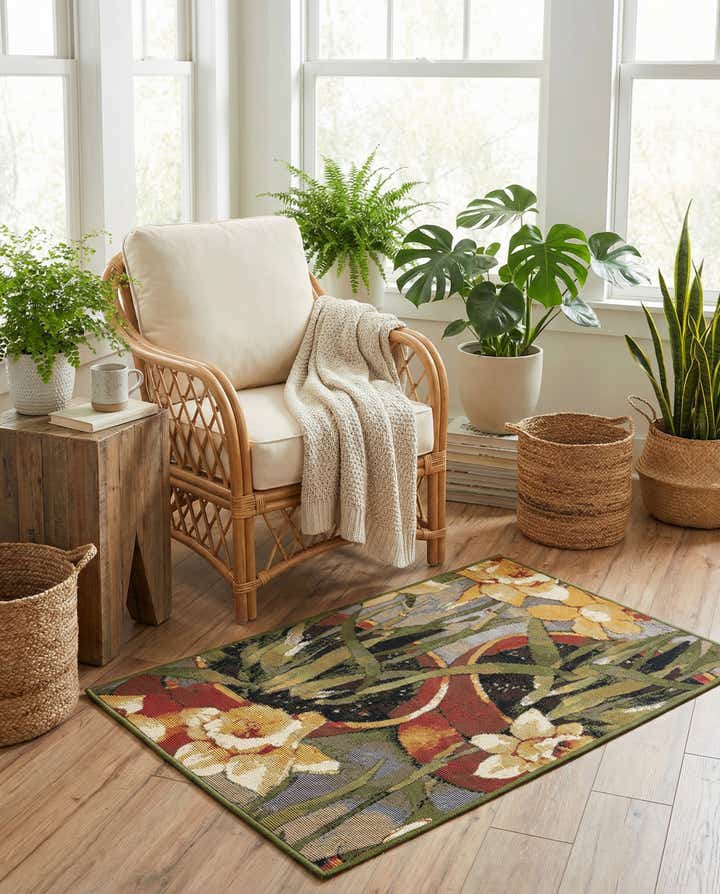 2' x 3' Easy-Clean Botanical Indoor / Outdoor Rug