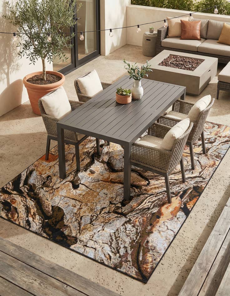 Detail image of  6' x 9'  Washable Modern Indoor / Outdoor Rug