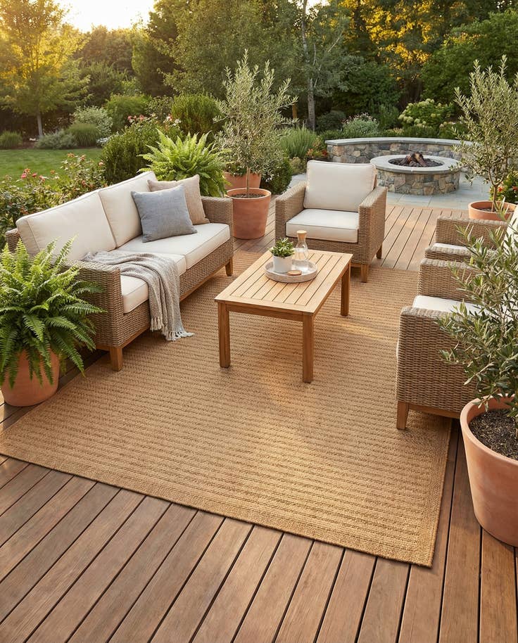 Detail image of 9' x 12' Easy-Clean Border Indoor / Outdoor Rug