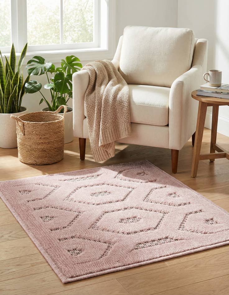 Detail image of 1' 4 x 1' 4  Washable Trellis Textured Indoor / Outdoor Sample Rug