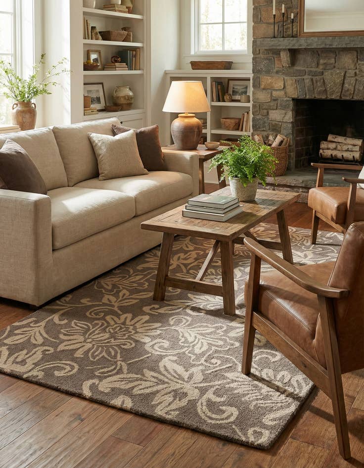 Detail image of 5' x 8' Agra Wool Rug