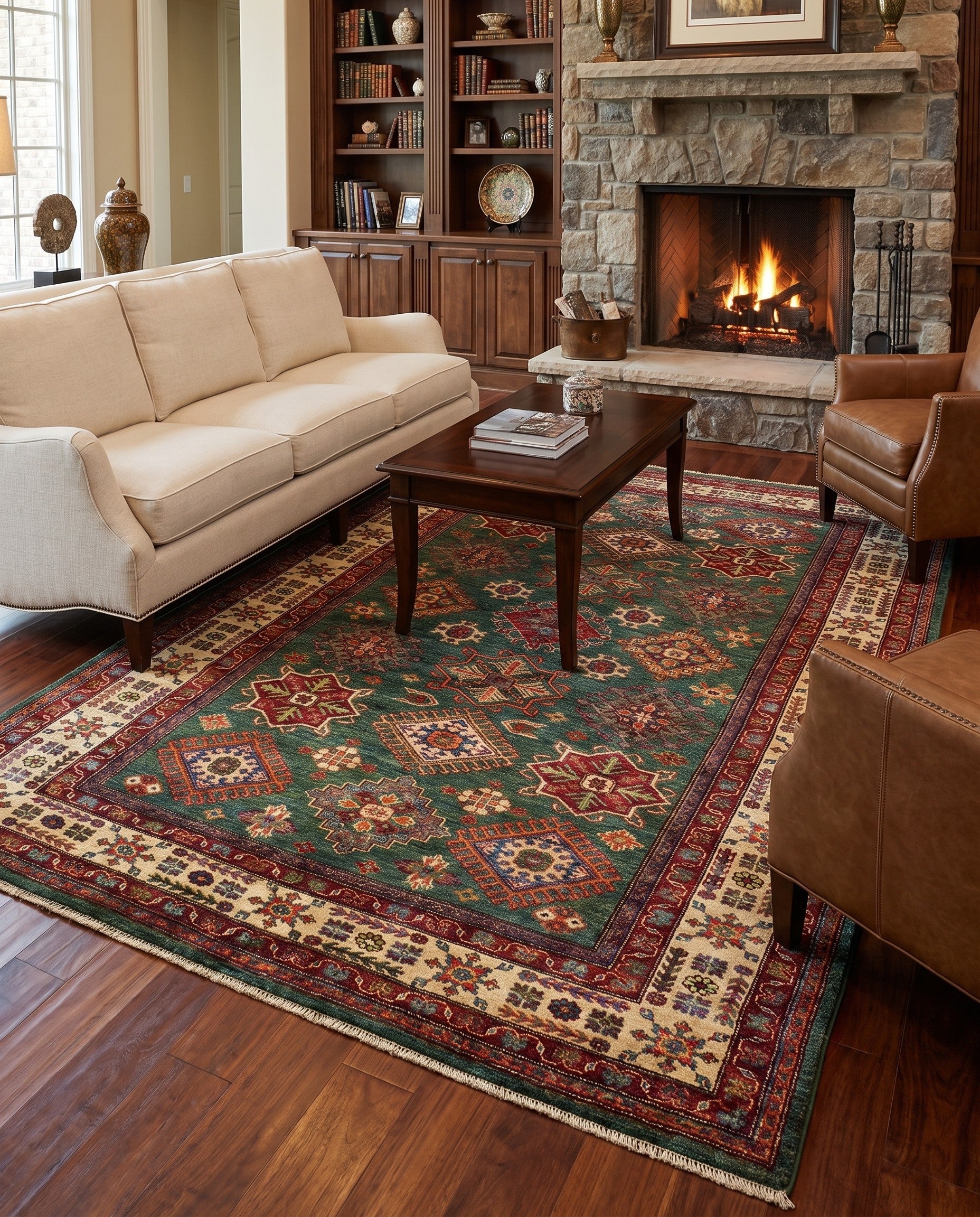 5' 9 x 7' 4 Hand Knotted Kazak Rug