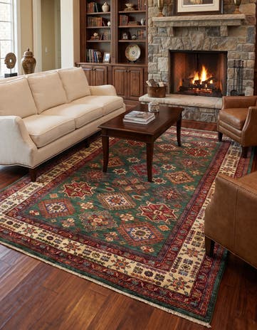 5' 9 x 7' 4 Hand Knotted Kazak Rug