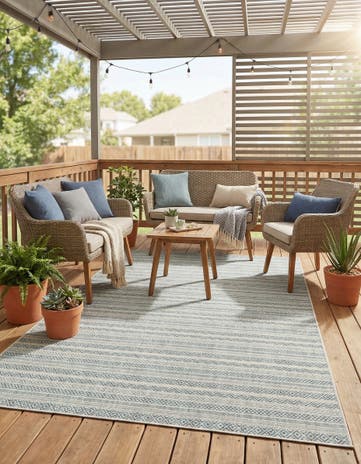 6' x 9' Easy-Clean Ribbon Indoor / Outdoor Rug
