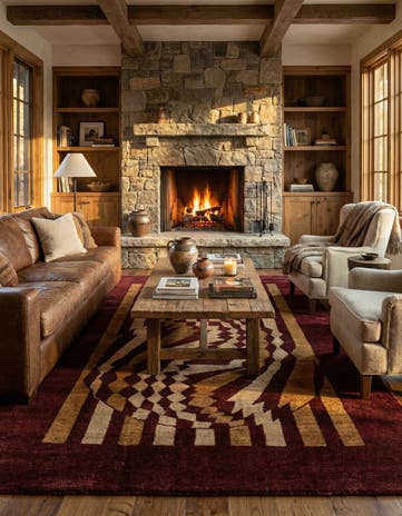 6' 7 x 9' 11 Hand Knotted Gabbeh Wool Rug