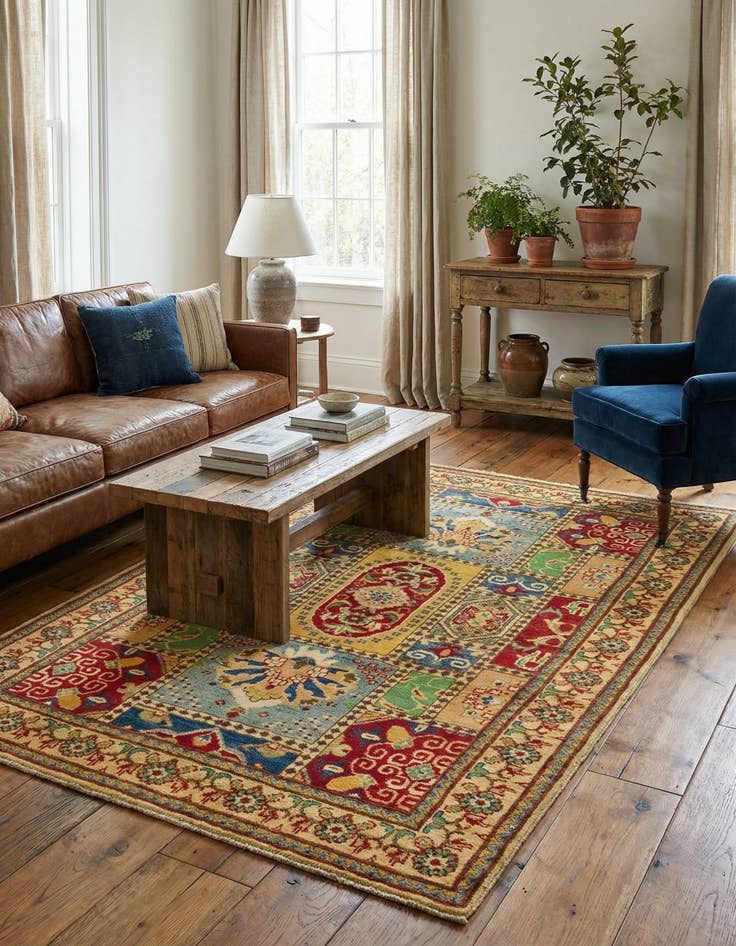 Detail image of 4' 3 x 6' 3  Hand Knotted Kazak Rug