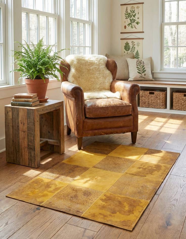 Detail image of 2' 1 x 3' 1 Cowhide Leather Rug