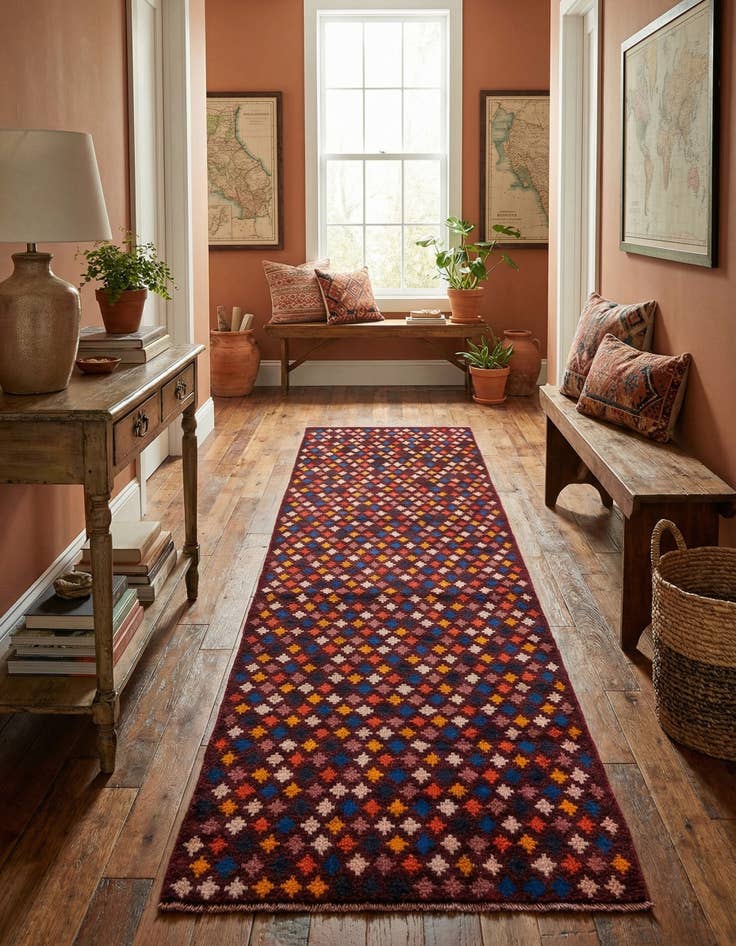 Detail image of  2' 11 x 9' 8  Hand Knotted Balouch Wool Runner Rug