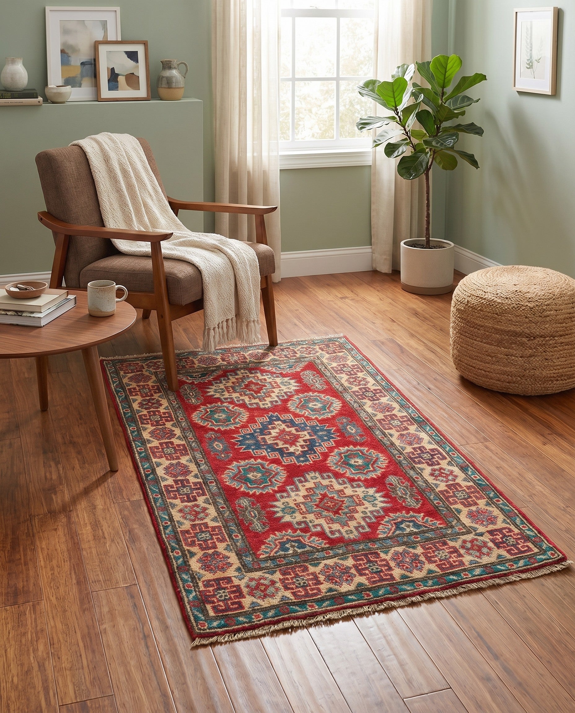 2' 7 x 4' 3 Hand Knotted Kazak Rug