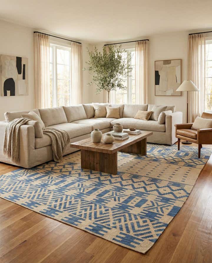 6' 8 x 9' 9 Hand Woven Kilim Modern Wool Rug