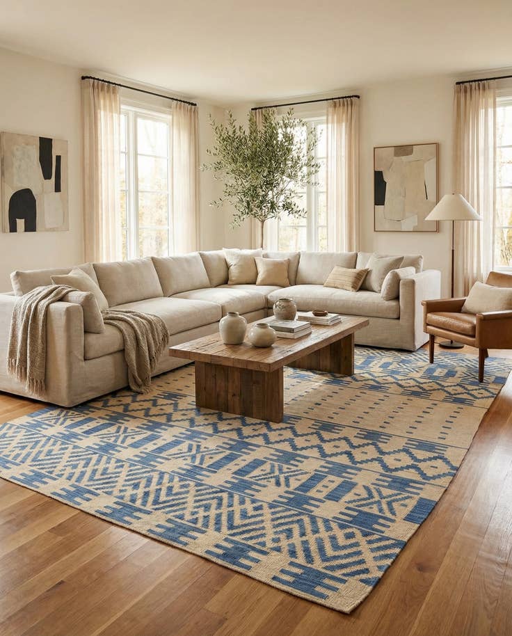 Detail image of 6' 8 x 9' 9 Hand Woven Kilim Modern Wool Rug