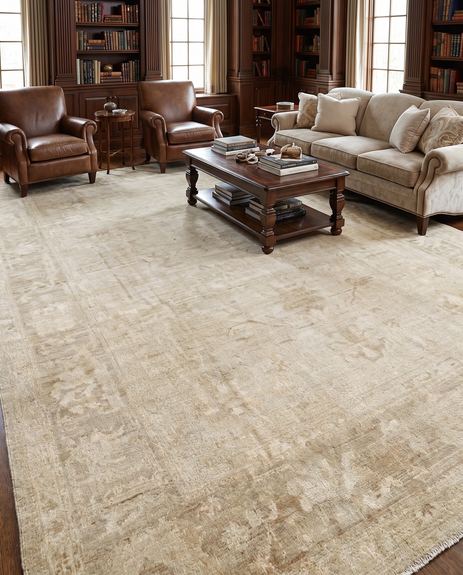 270cm x 360cm Hand Knotted Oushak Wool Rug