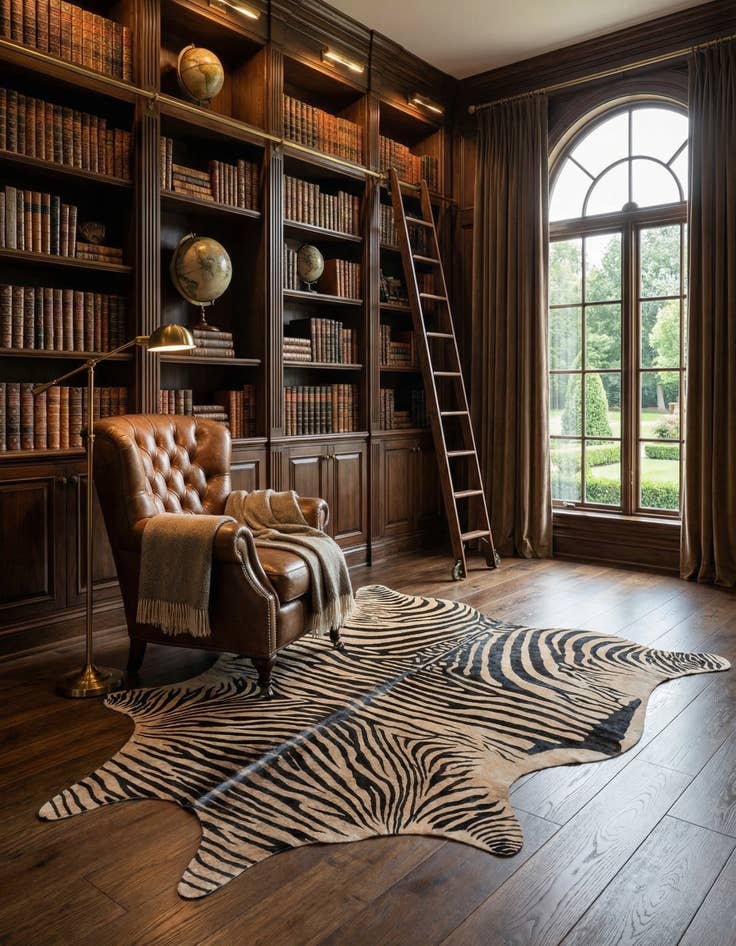 Detail image of  6' 4 x 6' 10 Cowhide Leather Freeform Rug