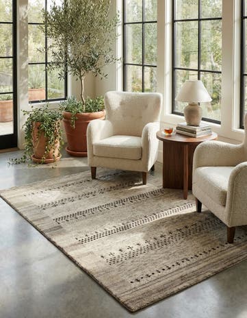 4' x 5' 8 Hand Knotted Gabbeh Wool Rug