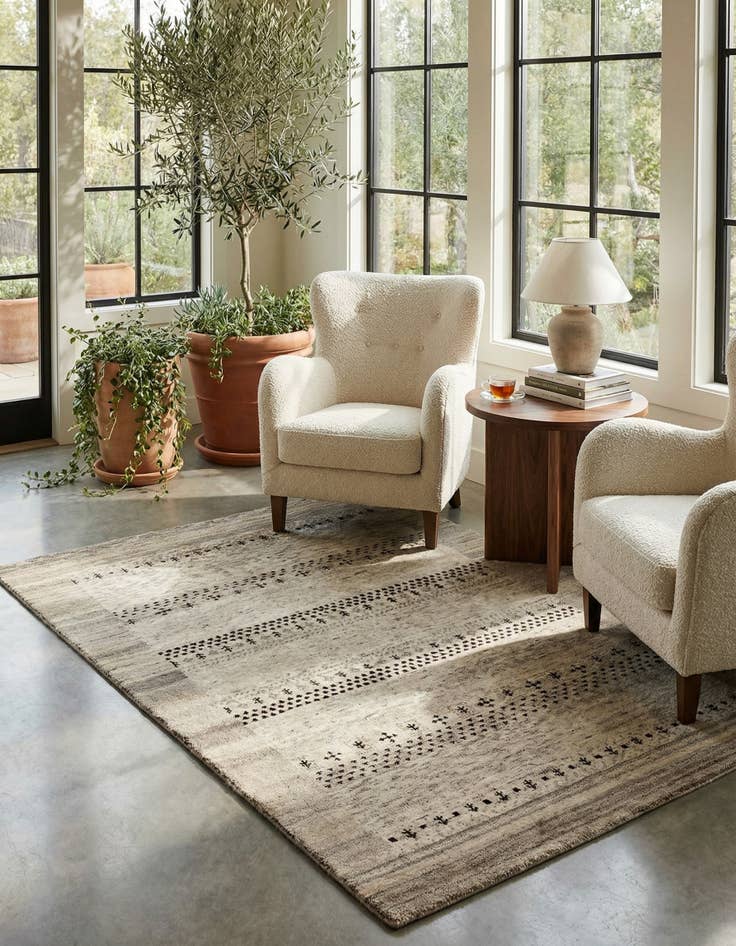 Detail image of 4' x 5' 8  Hand Knotted Gabbeh Wool Rug