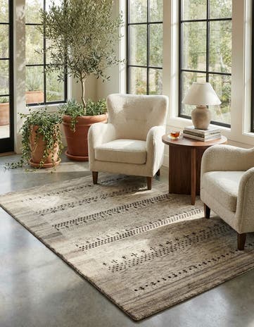 4' x 5' 8 Hand Knotted Gabbeh Wool Rug