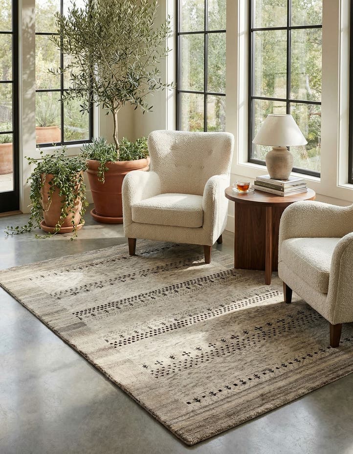 4' x 5' 8 Hand Knotted Gabbeh Wool Rug