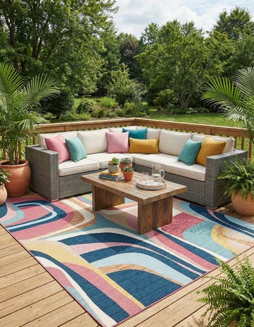 9' x 12' Easy-Clean Modern Indoor / Outdoor Rug