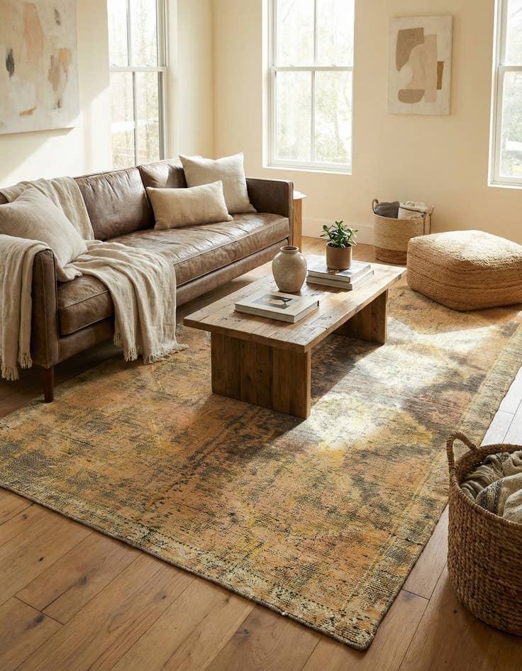 Detail image of 4' 8 x 7' 1  Hand Knotted Ultra Vintage Persian Wool Rug