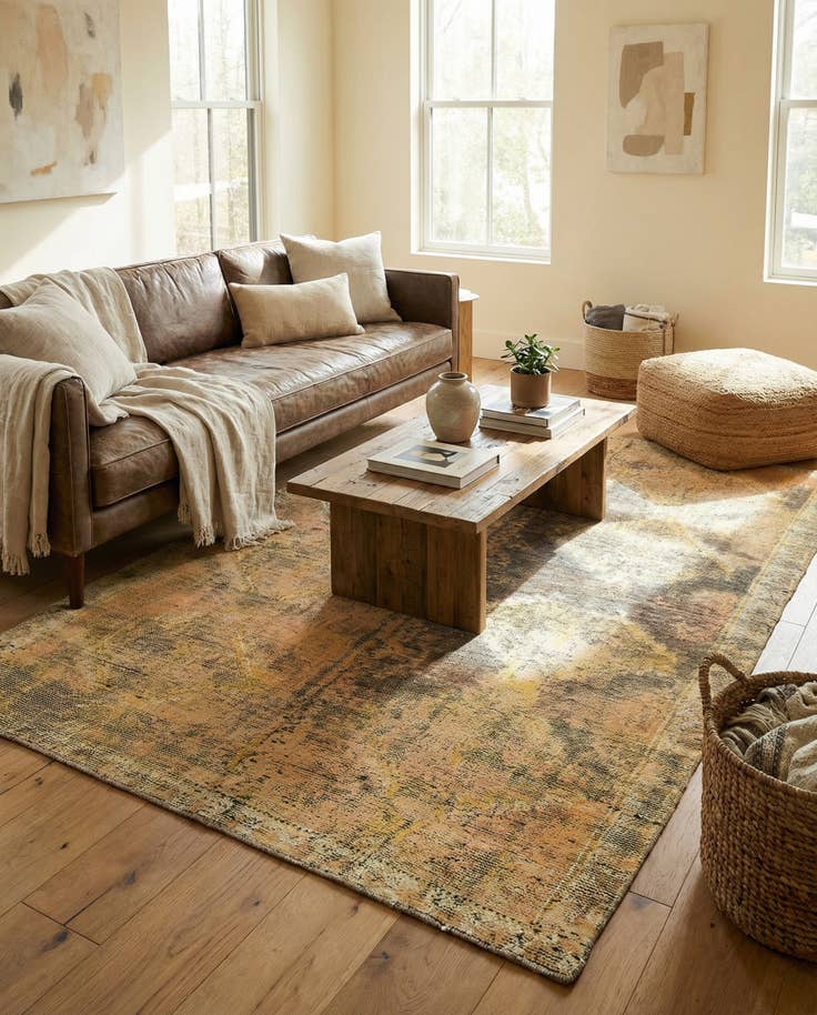 Detail image of 4' 8 x 7' 1 Hand Knotted Ultra Vintage Persian Wool Rug