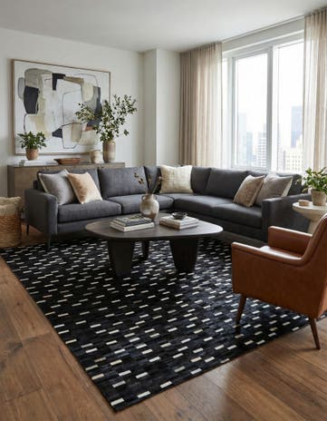 8' 2 x 9' 8 Cowhide Leather Rug