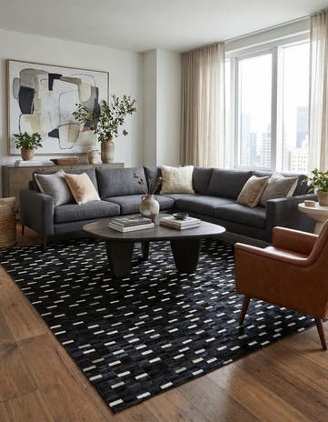 8' 2 x 9' 8 Cowhide Leather Rug