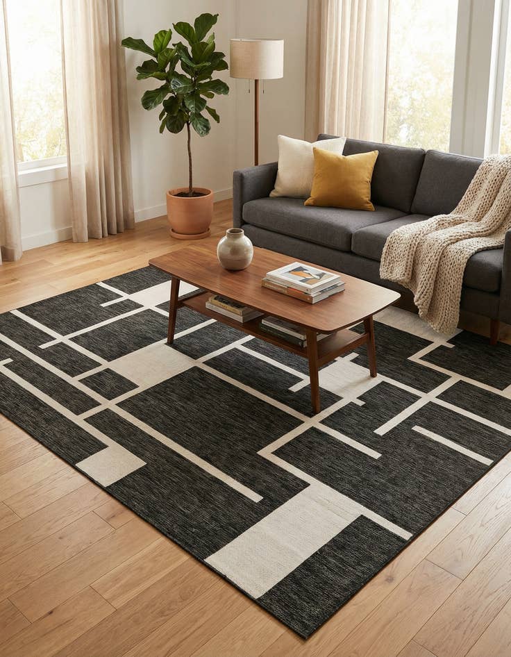 Detail image of  7' 10 x 10'  Washable Modern Indoor / Outdoor Rug