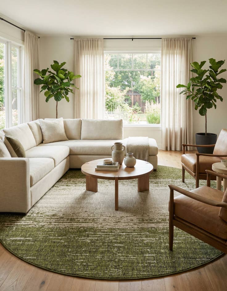 Detail image of 13' x 13'  Washable Modern Indoor / Outdoor Round Rug