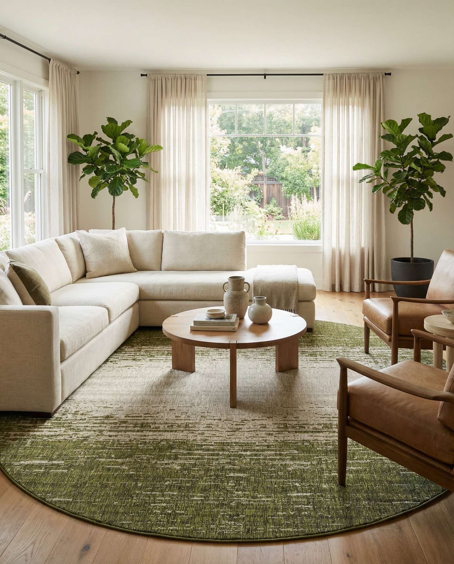 13' x 13' Easy-Clean Modern Indoor / Outdoor Round Rug