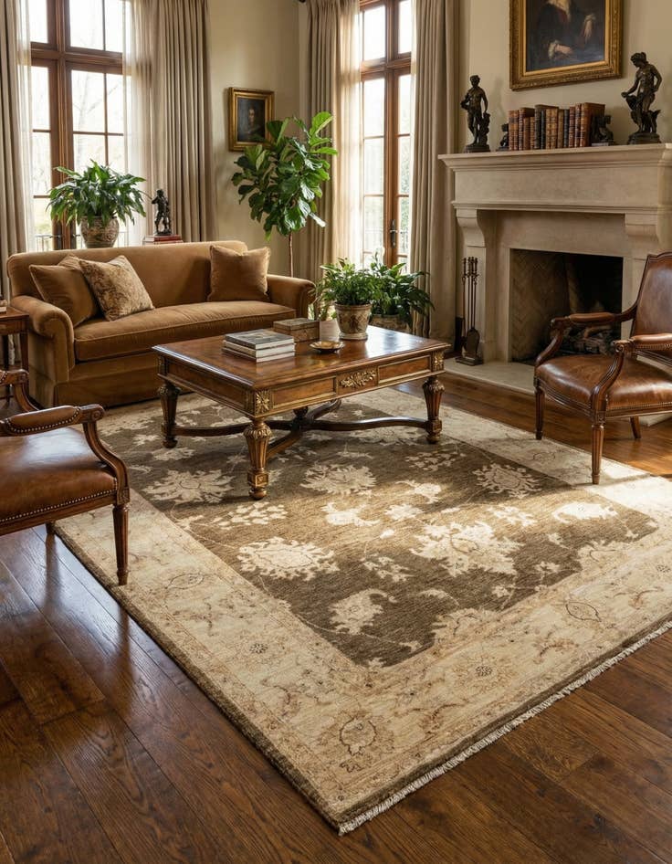 Detail image of  5' 8 x 8' 2  Hand Knotted Peshawar Ziegler Oriental Rug