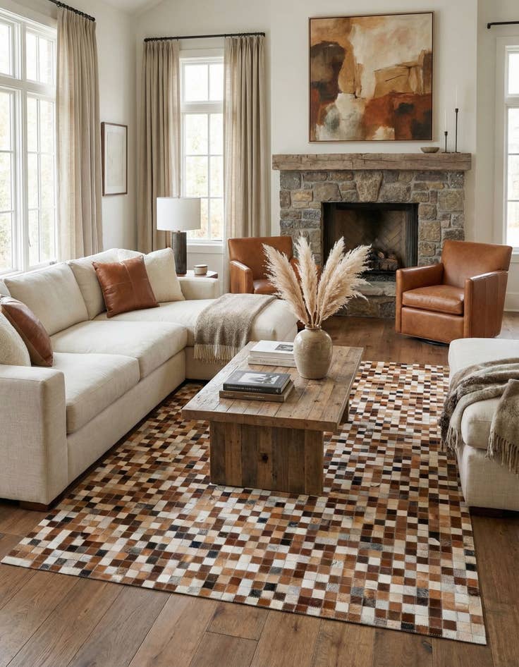 Detail image of 5' 1 x 7' 10 Cowhide Stocks Rug