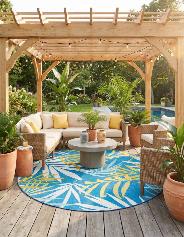 Detail image of 10' x 10' Easy-Clean Jill Zarin Caribbean Indoor / Outdoor Round Rug