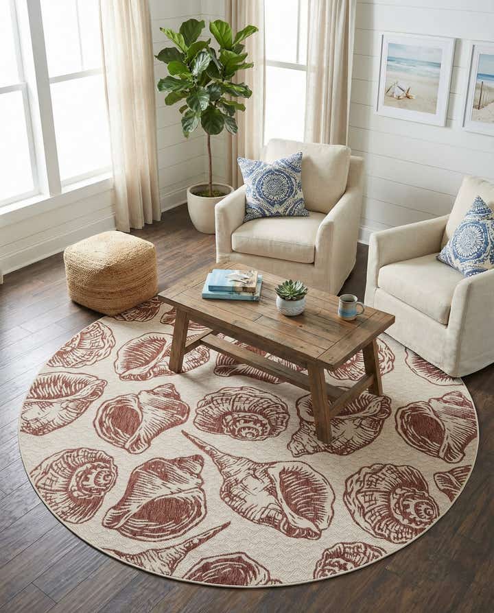 10' x 10' Easy-Clean Coastal Indoor / Outdoor Round Rug