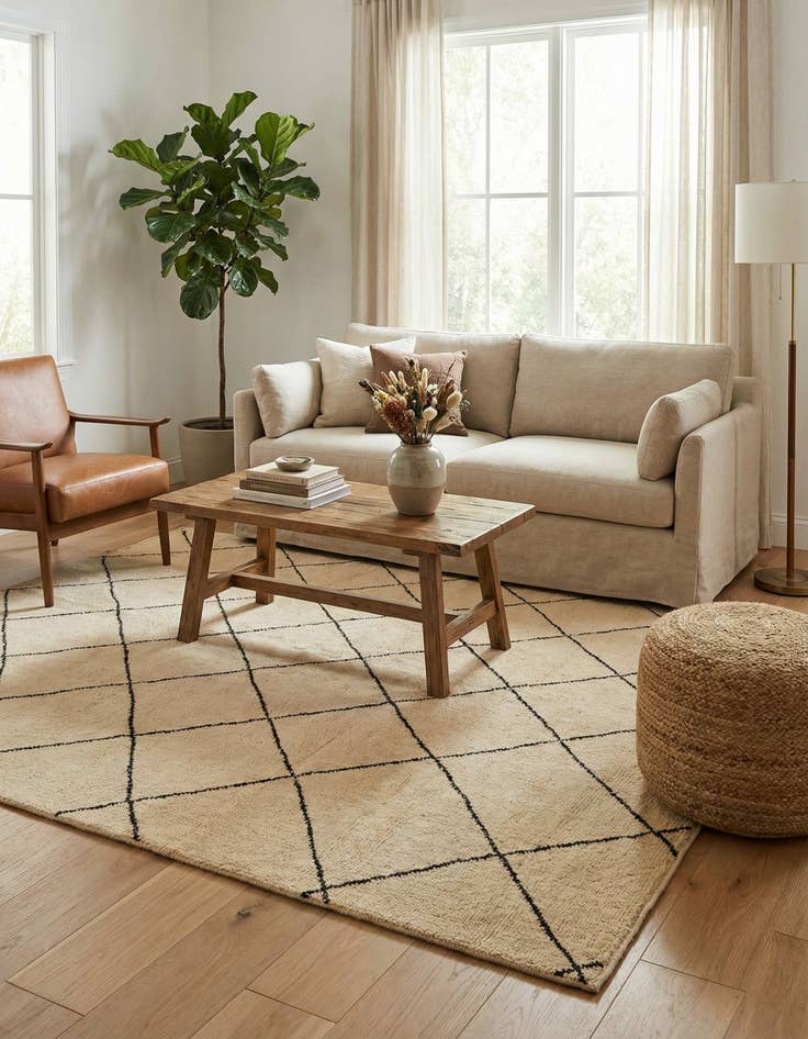 Detail image of 5' 6 x 8'  Hand Knotted Moroccan Wool Rug