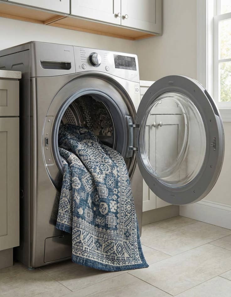 Detail image of 5' 3 x 5' 3  Washable Aztec Indoor / Outdoor Square Rug