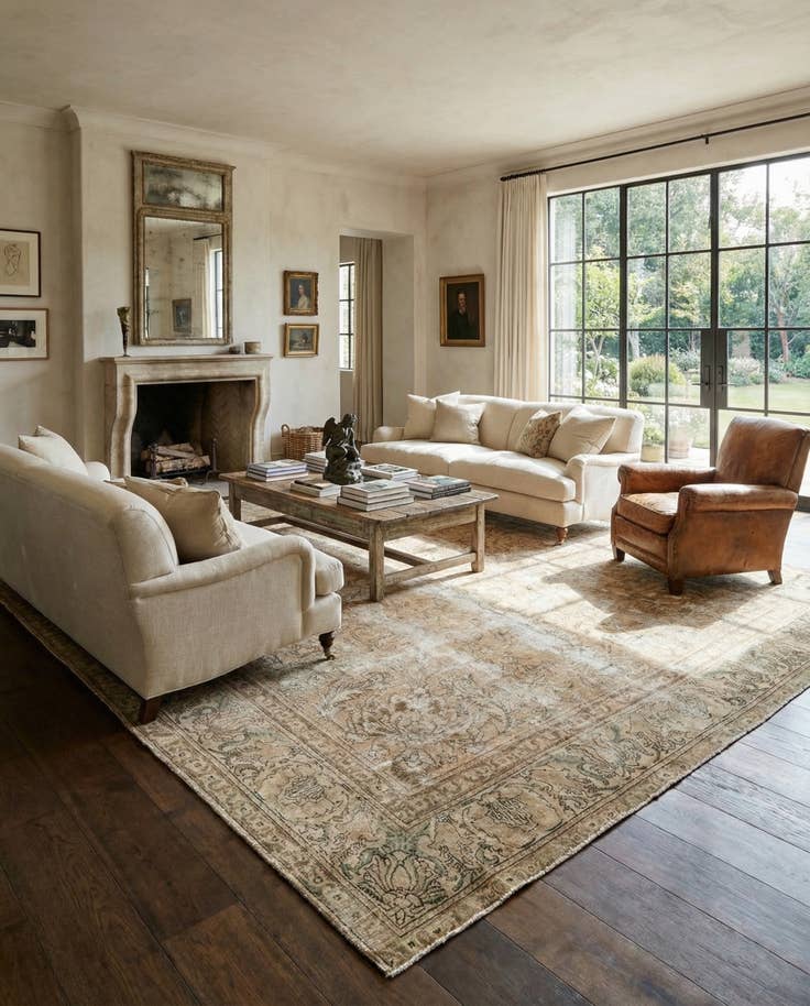 Detail image of 9' 7 x 10' 7 Hand Knotted Ultra Vintage Persian Wool Rug