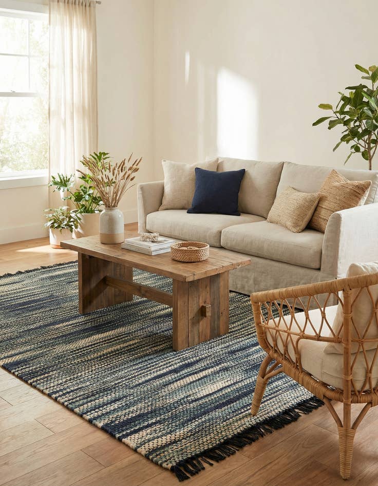 Detail image of 7' 1 x 10'  Hand Woven Chunky Jute Rug