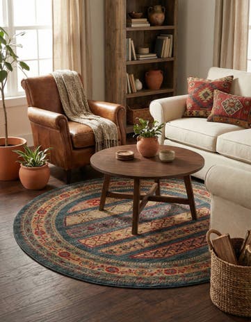 5' x 5' Kashkuli Gabbeh Round Rug
