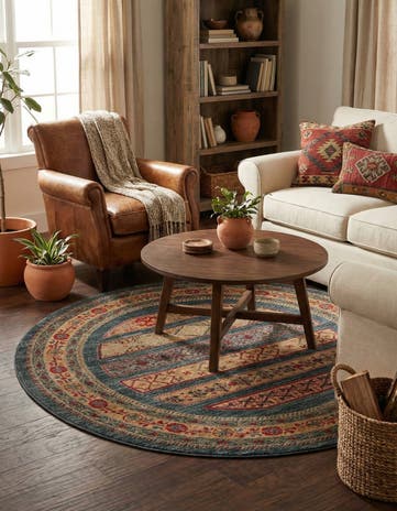 5' x 5' Kashkuli Gabbeh Round Rug