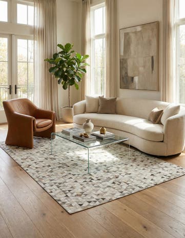 5' 1 x 8' Cowhide Leather Rug