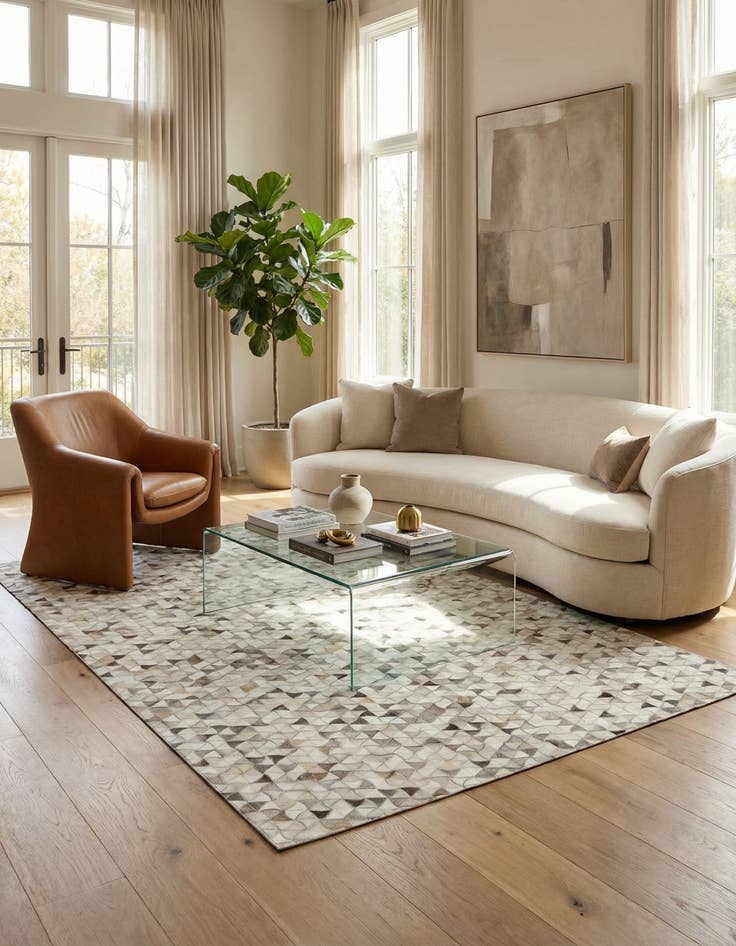 Detail image of 5' 1 x 8' Cowhide Leather Rug