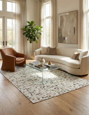 5' 1 x 8' Cowhide Leather Rug