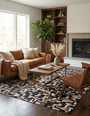 5' 1 x 8' Cowhide - Patchwork Rug