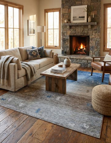 Blue Gray Gabbeh Square Rug