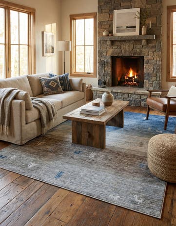 Blue Gray Gabbeh Square Rug